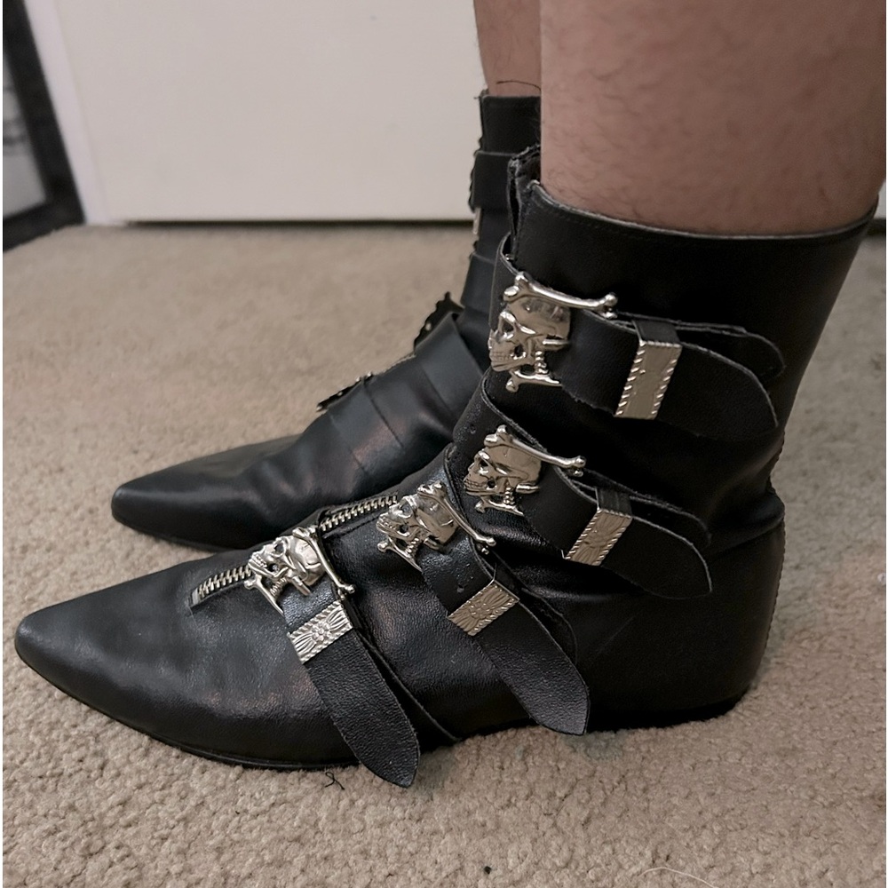 4 Skull Buckle Ankle Boots